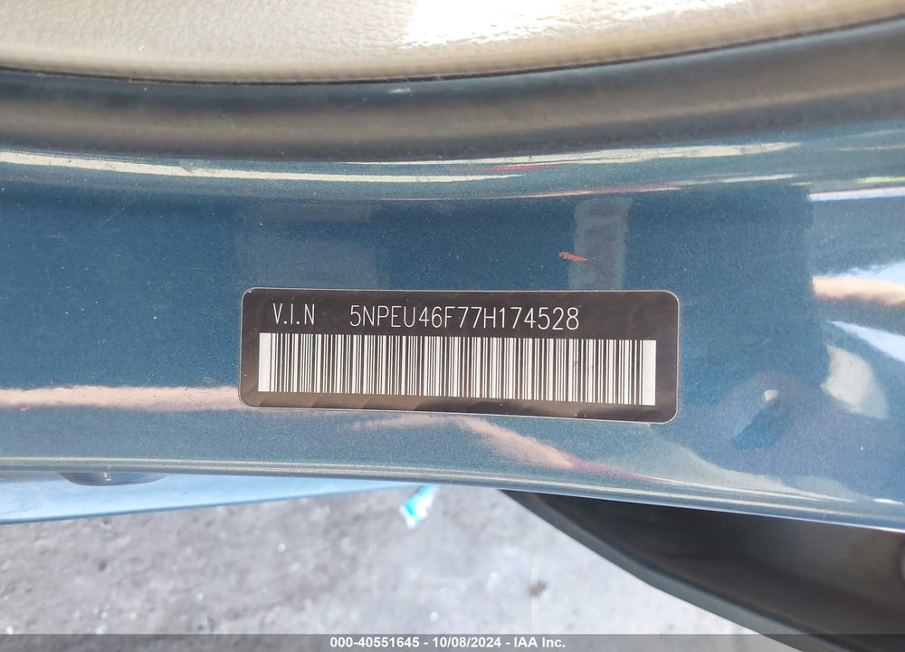 2007 HYUNDAI SONATA LIMITED/SE V6 VIN: 5NPEU46F77H174528