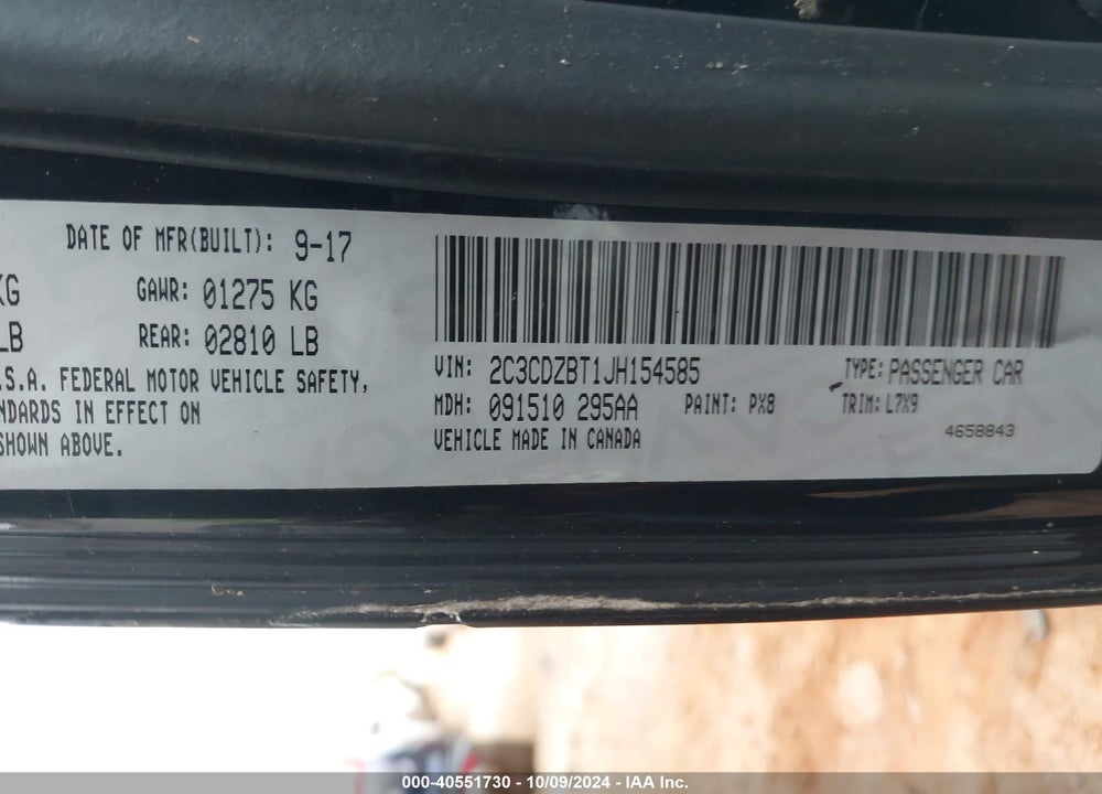 2018 DODGE CHALLENGER R/T VIN: 2C3CDZBT1JH154585
