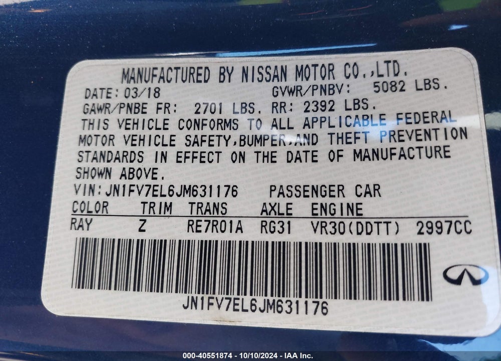 2018 INFINITI Q60 3.0T RED SPORT 400 VIN: JN1FV7EL6JM631176