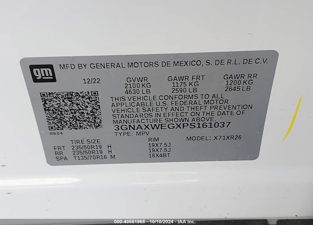 2023 CHEVROLET EQUINOX AWD RS VIN: 3GNAXWEGXPS161037
