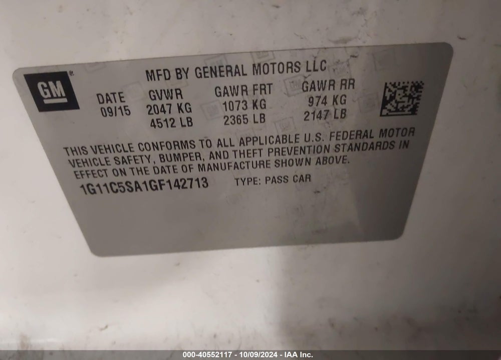 2016 CHEVROLET MALIBU LIMITED LT VIN: 1G11C5SA1GF142713