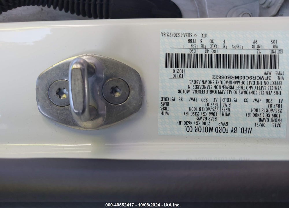 2021 FORD BRONCO SPORT OUTER BANKS VIN: 3FMCR9C65MRB05822