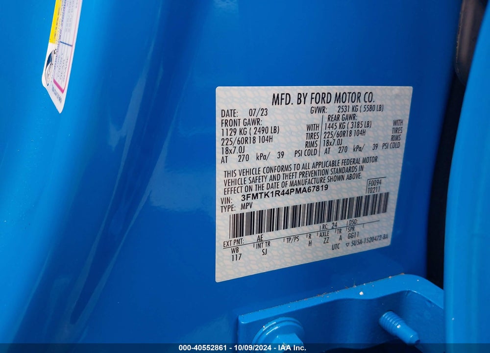 2023 FORD MUSTANG MACH-E SELECT VIN: 3FMTK1R44PMA67819