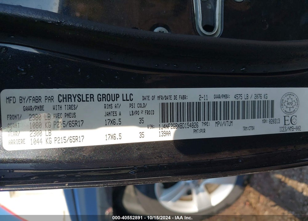 2011 JEEP PATRIOT SPORT/NORTH VIN: 1J4NF2GBXBD154826