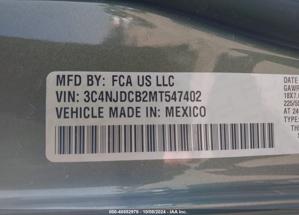 2021 JEEP COMPASS LIMITED 4X4 VIN: 3C4NJDCB2MT547402