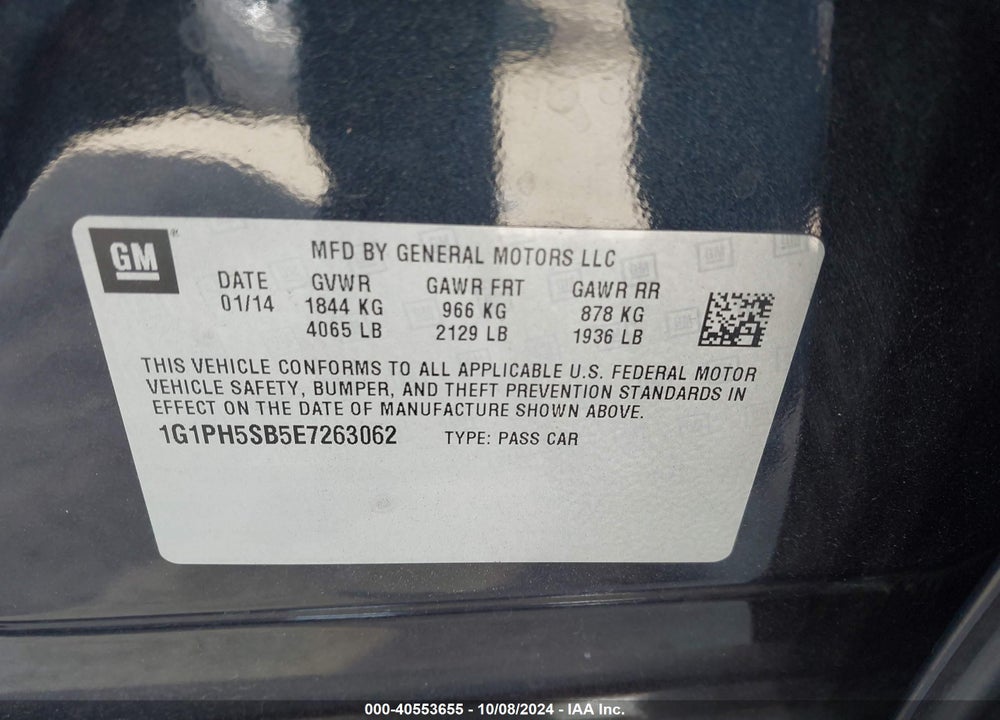 2014 CHEVROLET CRUZE ECO AUTO VIN: 1G1PH5SB5E7263062