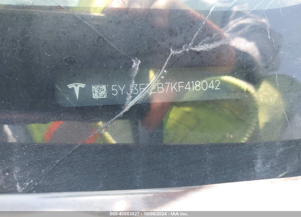 2019 TESLA MODEL 3 LONG RANGE/PERFORMANCE VIN: 5YJ3E1EB7KF418042