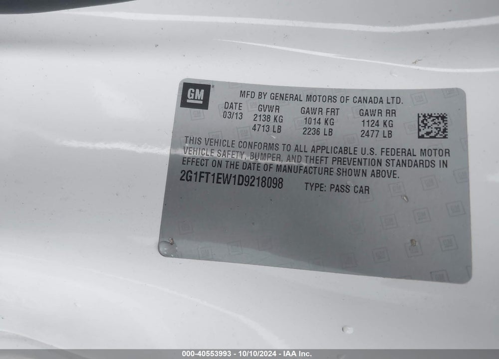 2013 CHEVROLET CAMARO 2SS VIN: 2G1FT1EW1D9218098