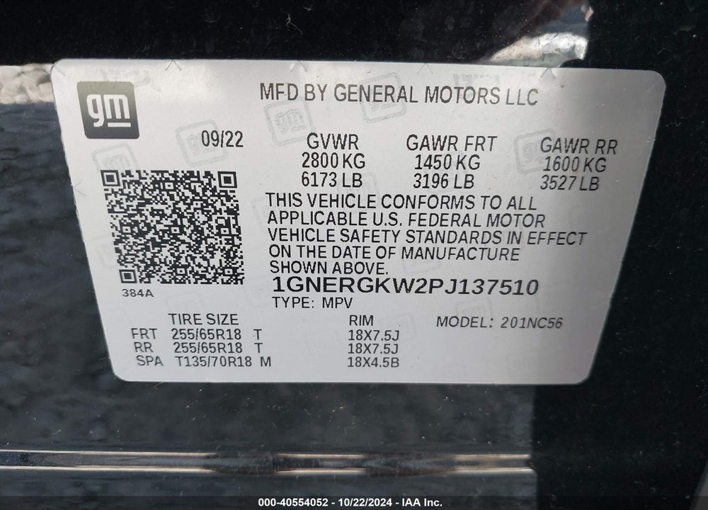 2023 CHEVROLET TRAVERSE FWD LT CLOTH VIN: 1GNERGKW2PJ137510