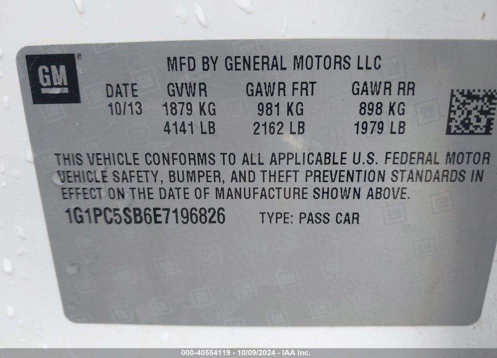 2014 CHEVROLET CRUZE 1LT AUTO VIN: 1G1PC5SB6E7196826