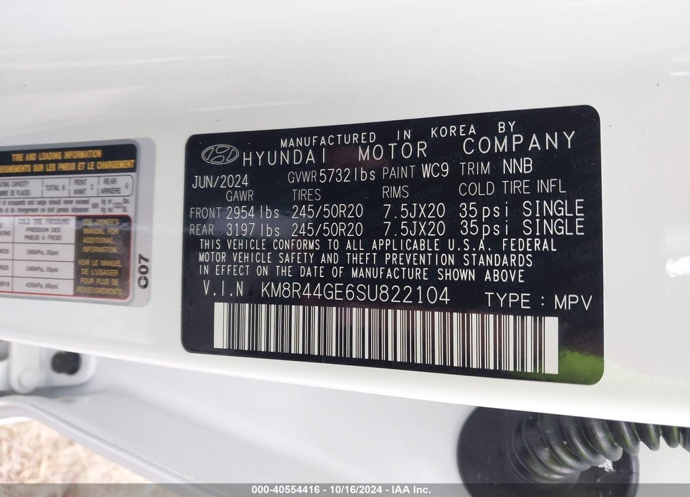2025 HYUNDAI PALISADE SEL PREMIUM VIN: KM8R44GE6SU822104