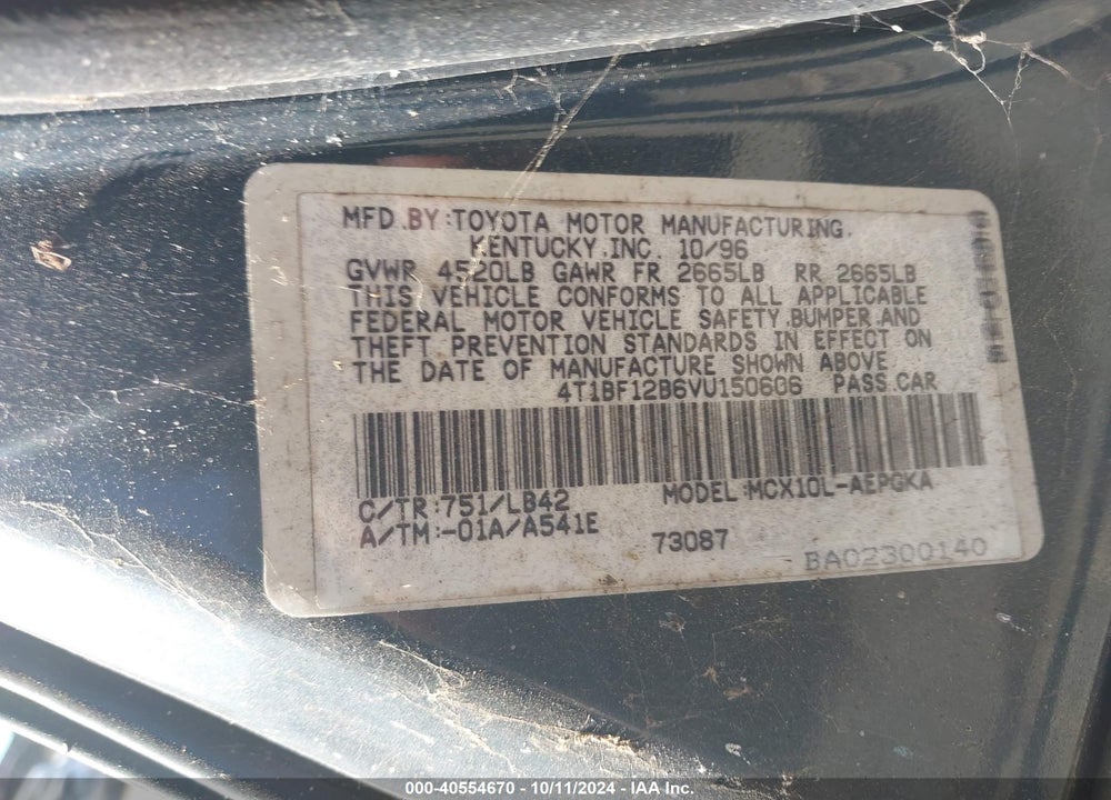 1997 TOYOTA AVALON XLS VIN: 4T1BF12B6VU150606