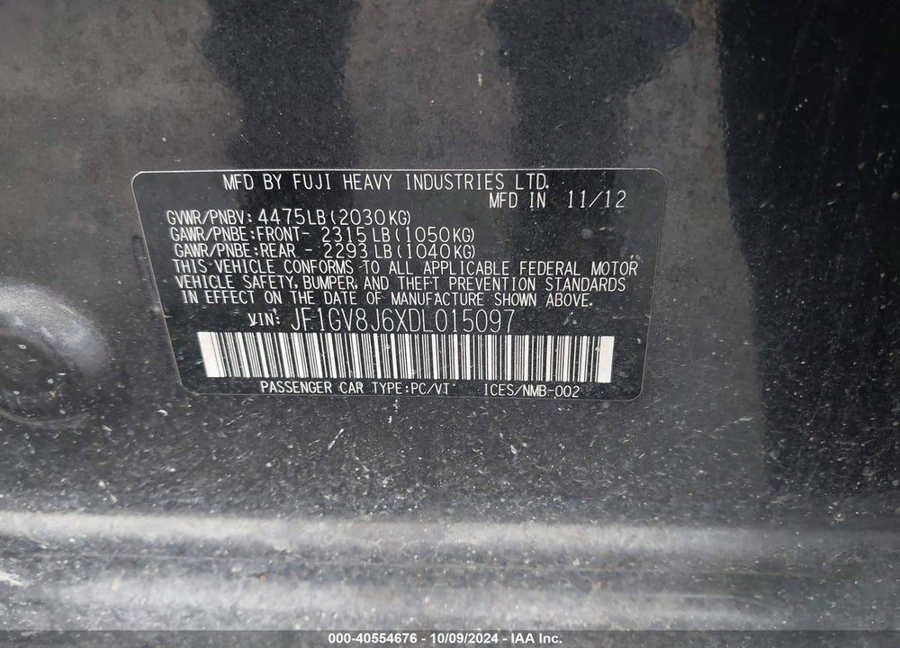 2013 SUBARU IMPREZA WRX STI LIMITED VIN: JF1GV8J6XDL015097