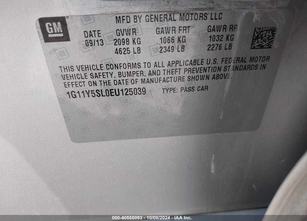 2014 CHEVROLET IMPALA 1LS VIN: 1G11Y5SL0EU125039