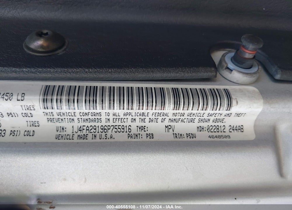 2006 JEEP WRANGLER SE VIN: 1J4FA29196P755916