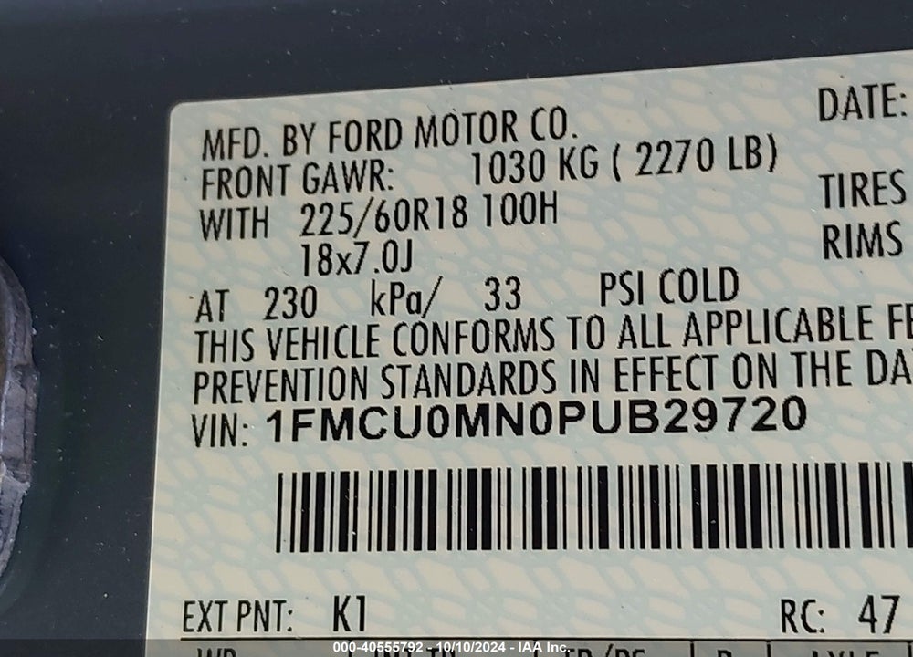 2023 FORD ESCAPE ST LINE VIN: 1FMCU0MN0PUB29720