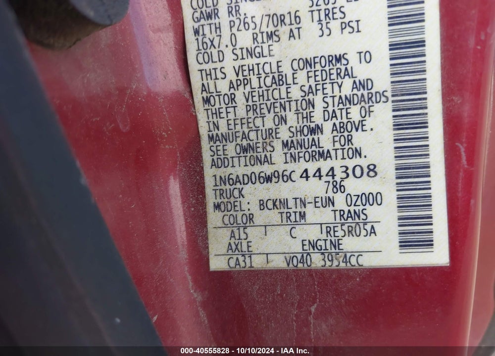 2006 NISSAN FRONTIER SE VIN: 1N6AD06W96C444308