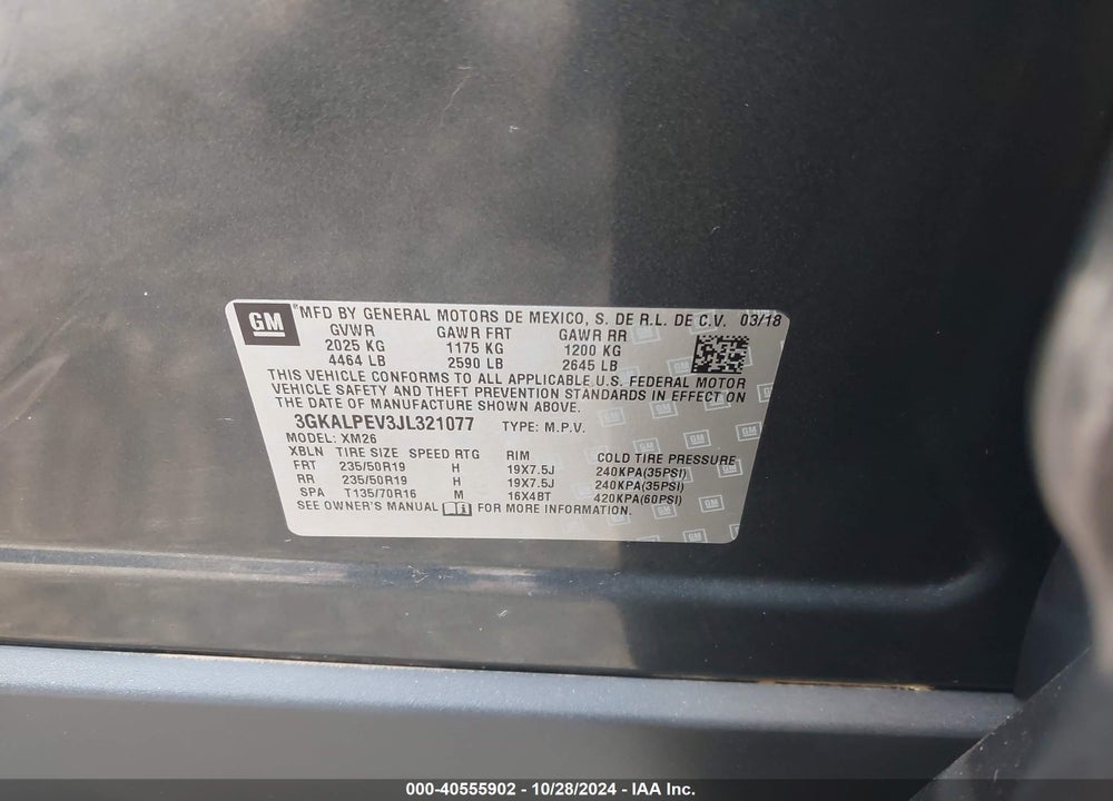 2018 GMC TERRAIN SLT VIN: 3GKALPEV3JL321077