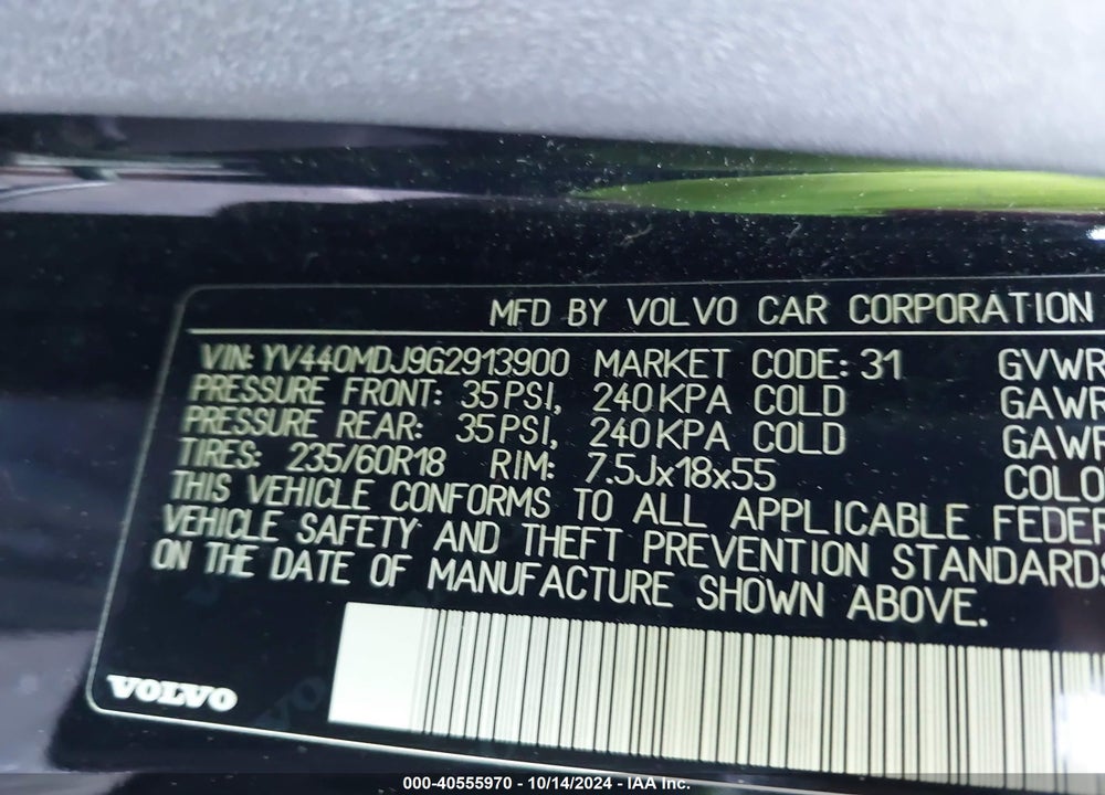 2016 VOLVO XC60 T5 DRIVE-E VIN: YV440MDJ9G2913900