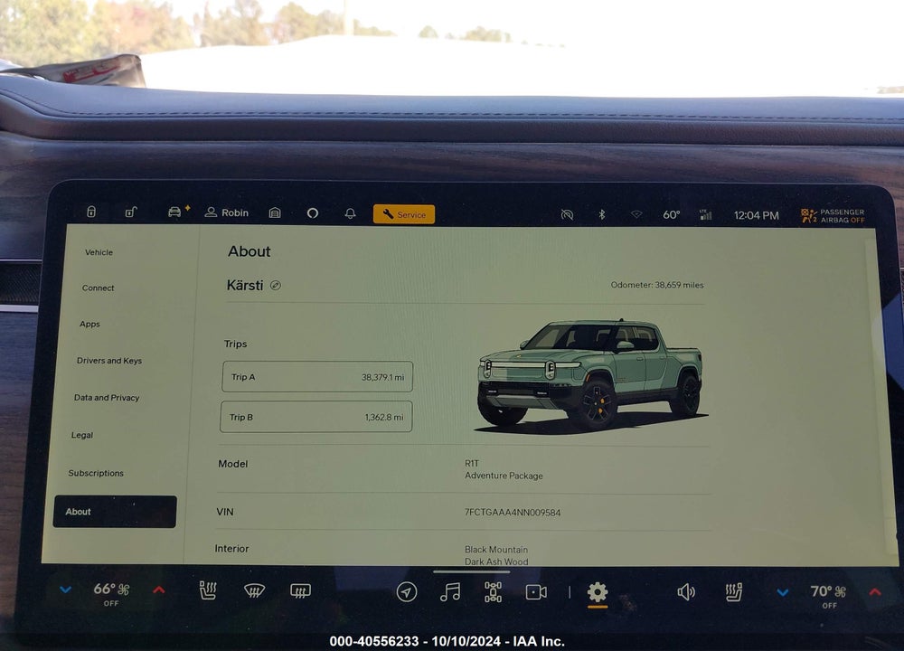 2022 RIVIAN R1T ADVENTURE VIN: 7FCTGAAA4NN009584