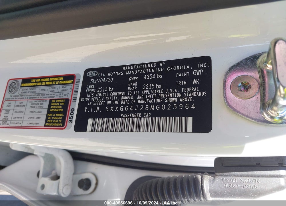 2021 KIA K5 GT LINE VIN: 5XXG64J28MG025964