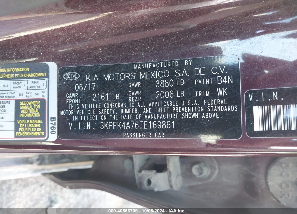 2018 KIA FORTE LX VIN: 3KPFK4A76JE169861