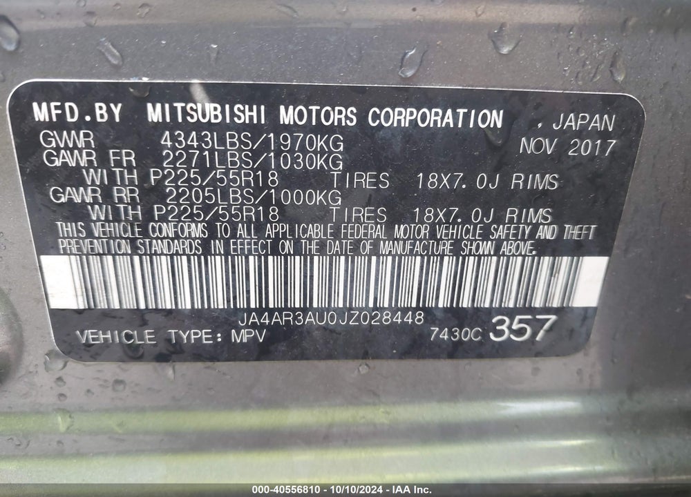 2018 MITSUBISHI OUTLANDER SPORT 2.0 LE VIN: JA4AR3AU0JZ028448