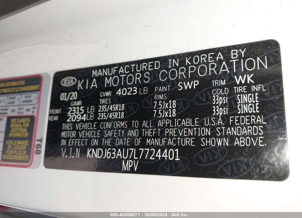 2020 KIA SOUL GT LINE VIN: KNDJ63AU7L7724401