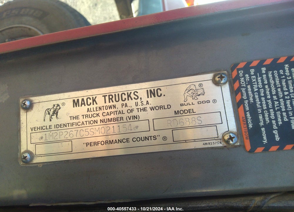 1995 MACK 600 RD600 VIN: 1M2P267C5SM021154