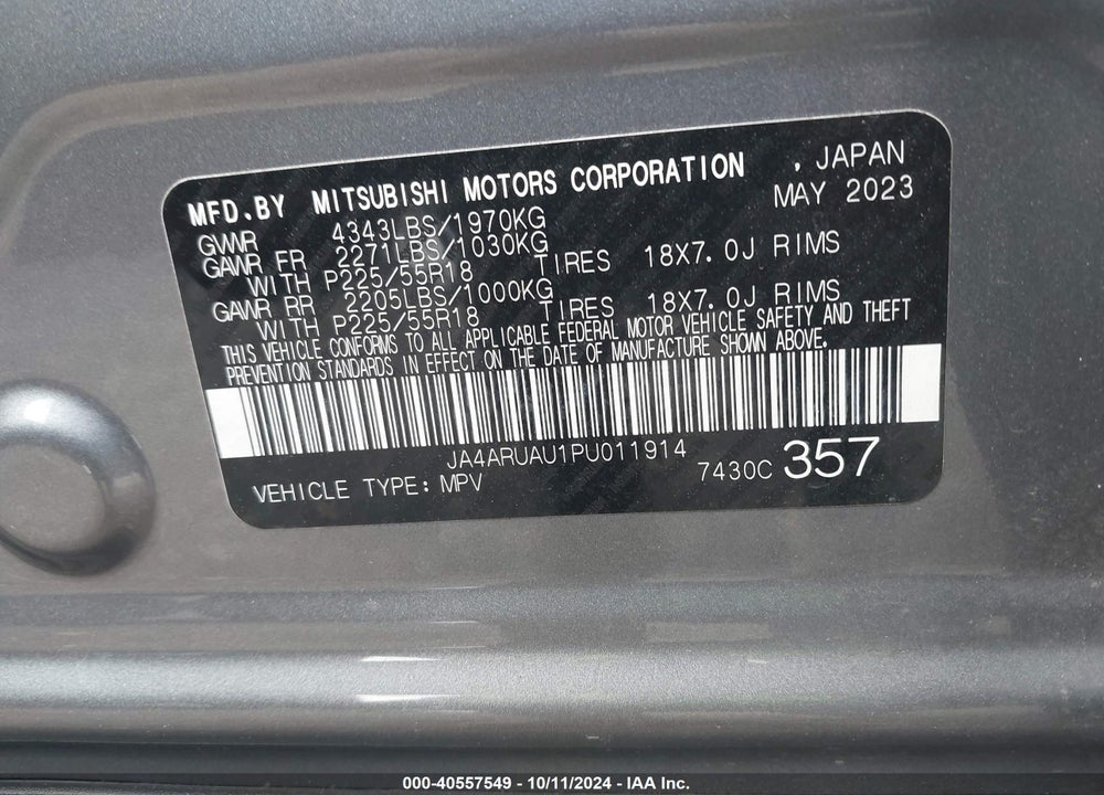 2023 MITSUBISHI OUTLANDER SPORT 2.0 ES VIN: JA4ARUAU1PU011914