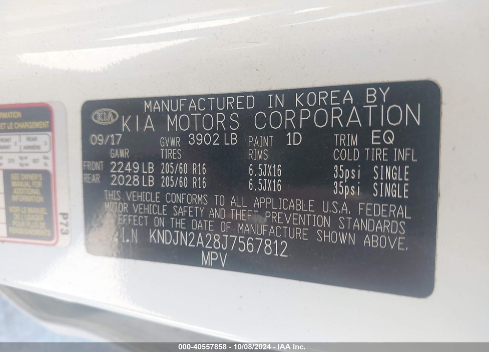 2018 KIA SOUL VIN: KNDJN2A28J7567812