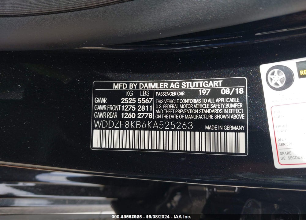 2019 MERCEDES-BENZ AMG E 63 S 4MATIC VIN: WDDZF8KB6KA525263