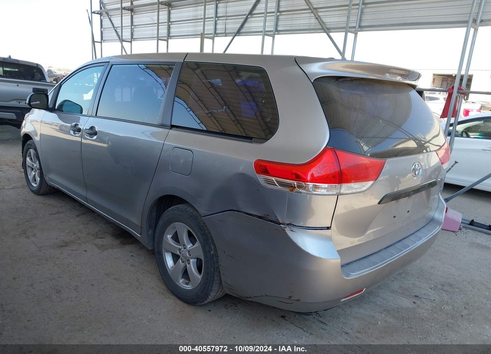 2012 TOYOTA SIENNA BASE 7 PASSENGER VIN: 5TDKA3DC1CS012509