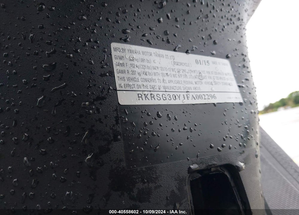 2015 YAMAHA XC155 VIN: RKRSG30Y1FA002296