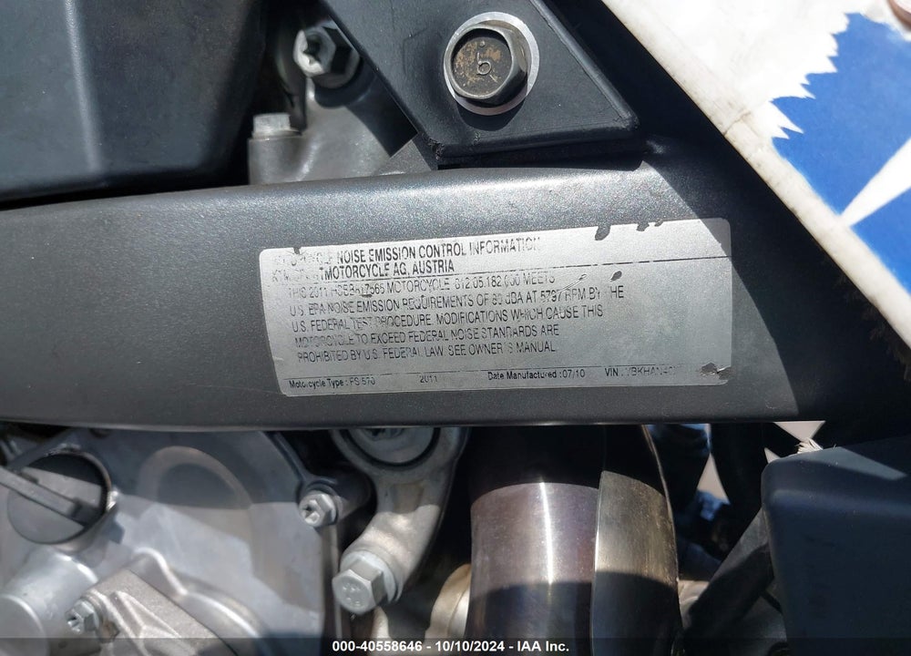 2011 HUSABERG FE570 VIN: VBKHAN40XBM552235