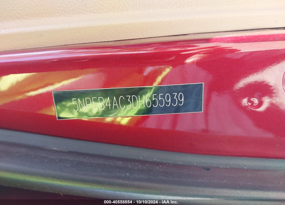 2013 HYUNDAI SONATA GLS VIN: 5NPEB4AC3DH655939
