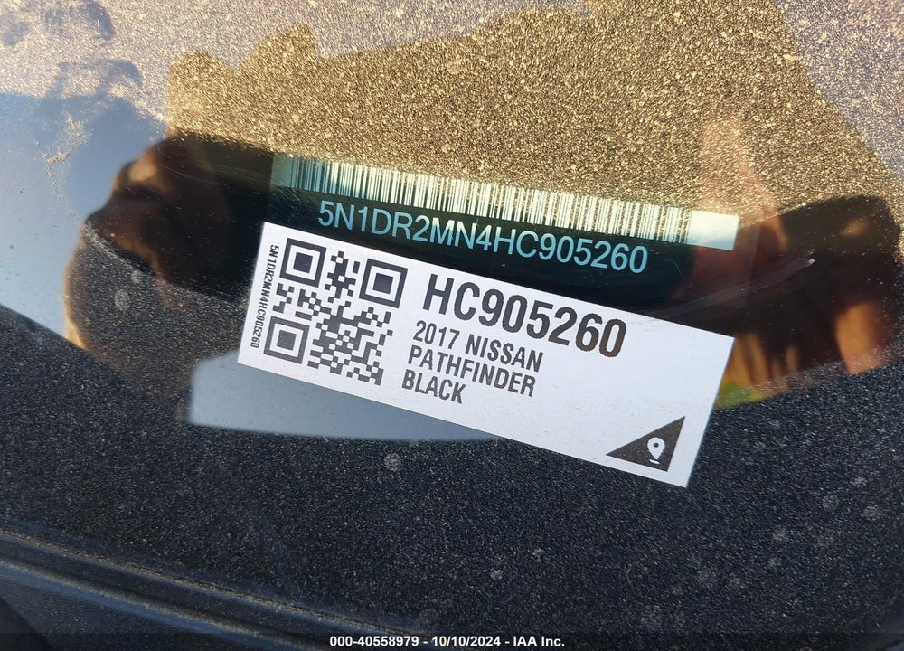 2017 NISSAN PATHFINDER PLATINUM VIN: 5N1DR2MN4HC905260