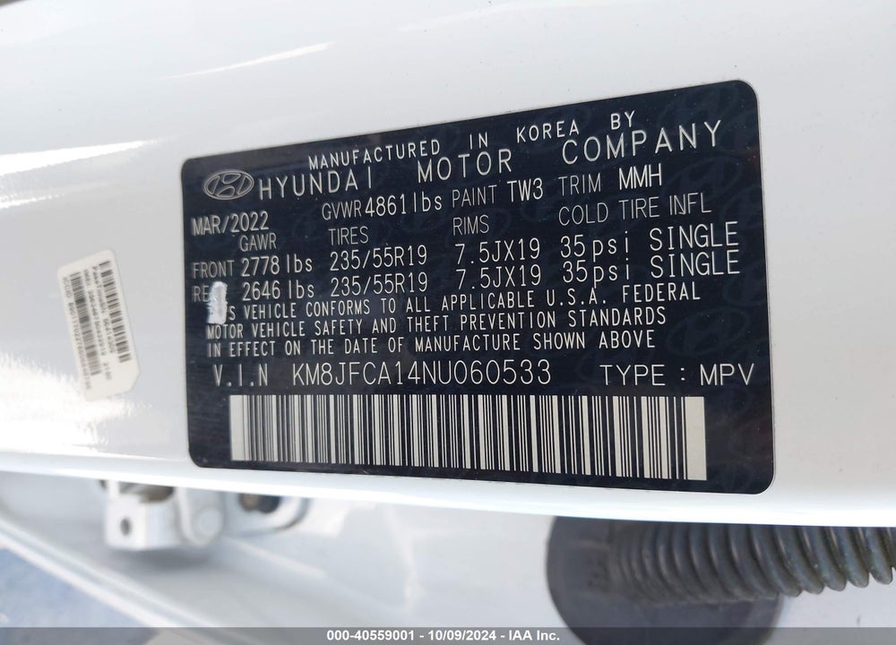 2022 HYUNDAI TUCSON HYBRID SEL CONVENIENCE VIN: KM8JFCA14NU060533