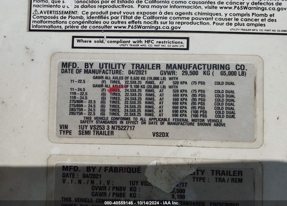 2022 UTILITY TRAILER MFG --- VIN: 1UYVS2533N7522717