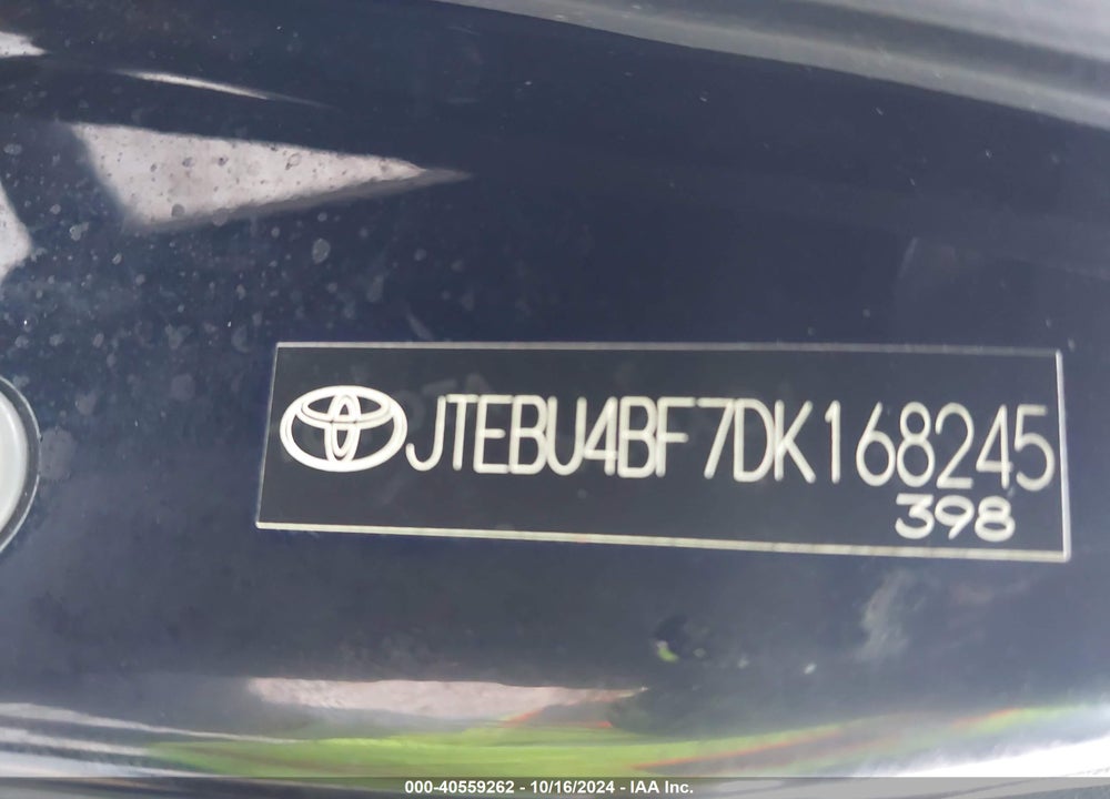 2013 TOYOTA FJ CRUISER BASE (A5) VIN: JTEBU4BF7DK168245