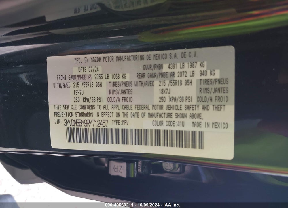 2024 MAZDA CX-30 2.5 S SELECT SPORT VIN: 3MVDMBBM9RM712467