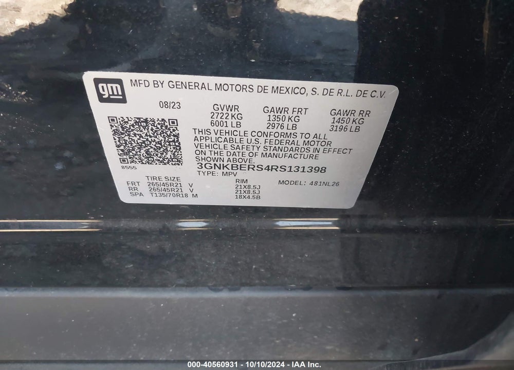 2024 CHEVROLET BLAZER VIN: 3GNKBERS4RS131398