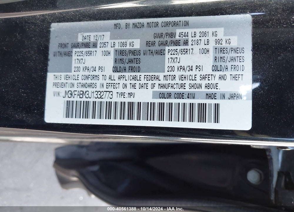 2018 MAZDA CX-5 SPORT VIN: JM3KFABM3J1332773