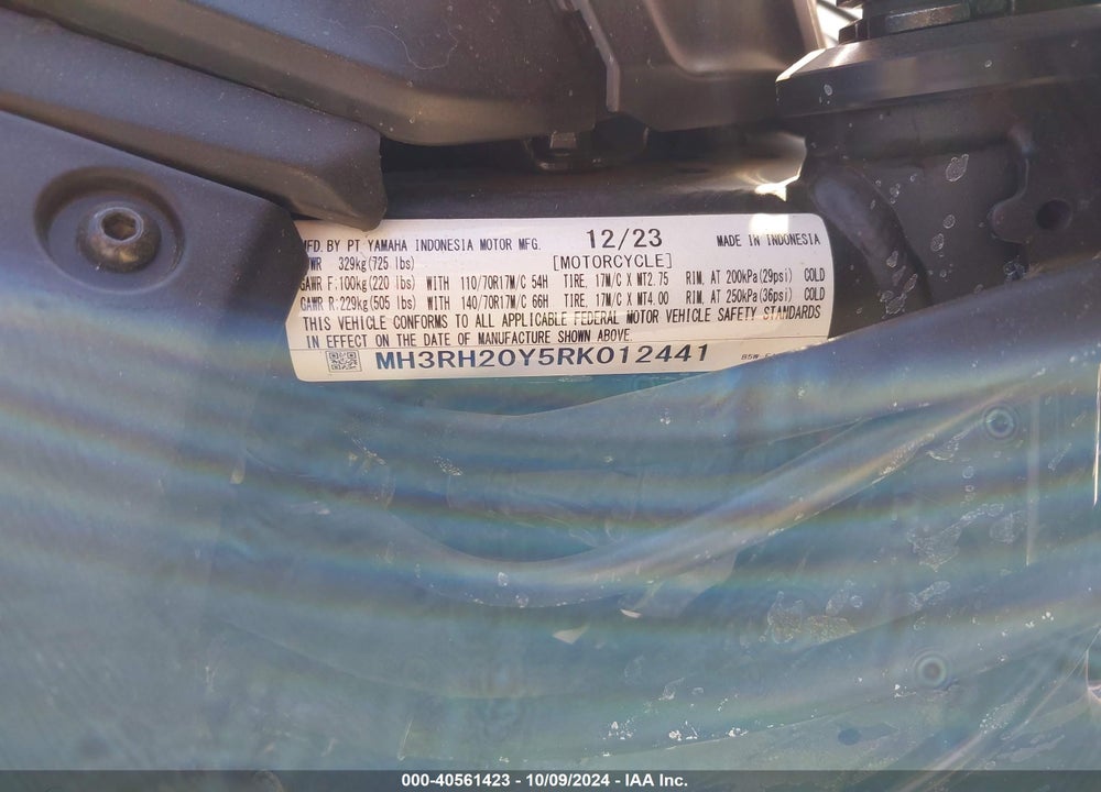 2024 YAMAHA MT-03 VIN: MH3RH20Y5RK012441