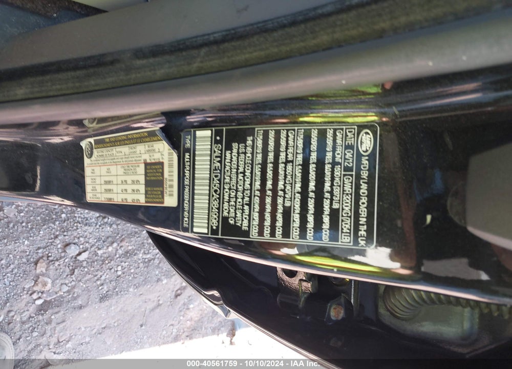 2012 LAND ROVER RANGE ROVER HSE VIN: SALME1D45CA384998