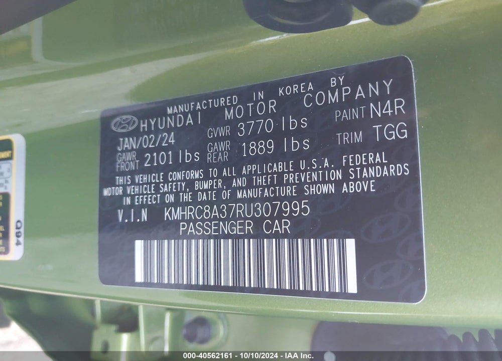 2024 HYUNDAI VENUE SEL VIN: KMHRC8A37RU307995