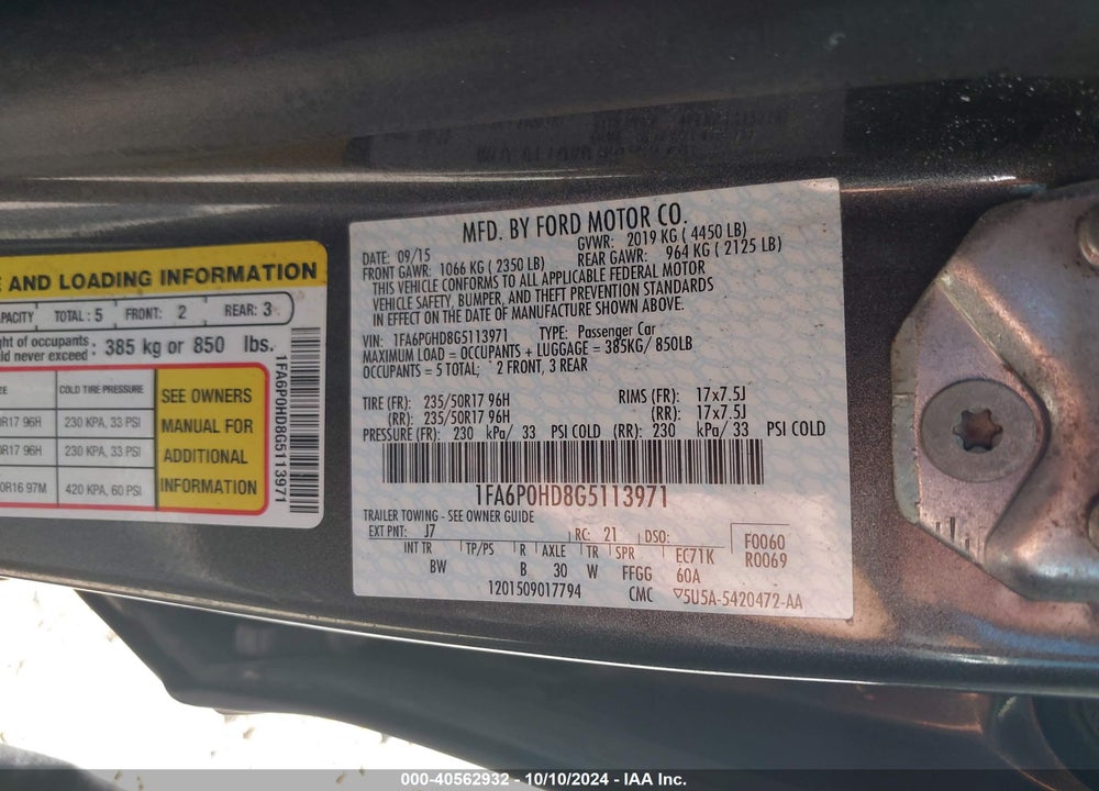 2016 FORD FUSION SE VIN: 1FA6P0HD8G5113971