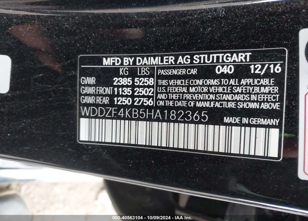 2017 MERCEDES-BENZ E 300 4MATIC VIN: WDDZF4KB5HA182365