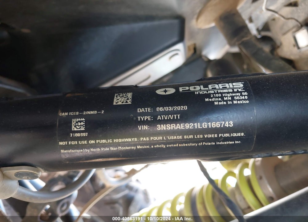 2020 POLARIS RZR PRO XP SPORT VIN: 3NSRAE921LG166743