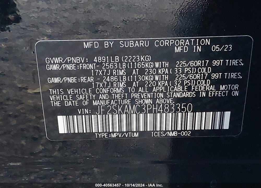 2023 SUBARU FORESTER WILDERNESS VIN: JF2SKAMC3PH483350